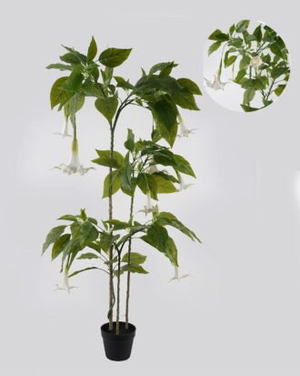 Artificial Tree 80*70*160cm Datura tree *3 in PP pot/16 lvs GS-48524026 2024Oct YeahFlower is one of Chinese leading OEM manufacturers and exporters , supplying the silk flowers, wholesale artificial trees