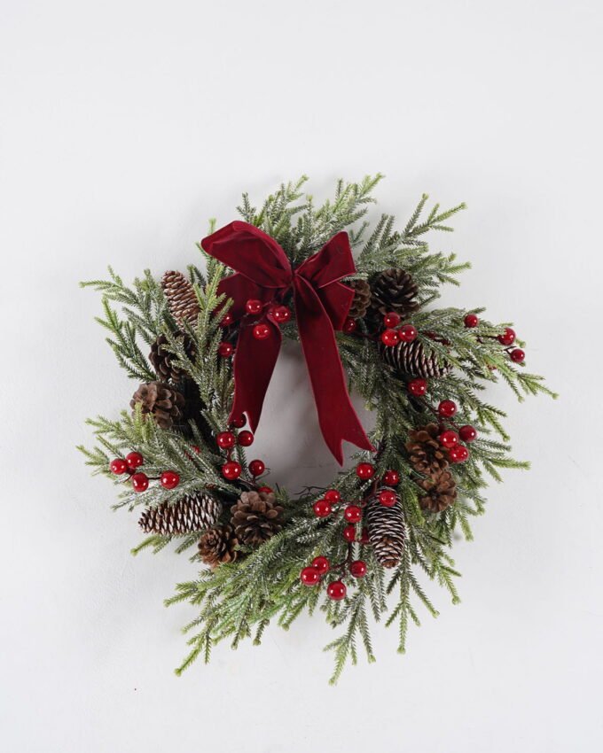 Artificial Plant 40*40cm Christmas wreath GS-54024093-40 2025Jan YeahFlower is one of Chinese leading OEM manufacturers and exporters , supplying the silk flowers, wholesale artificial trees