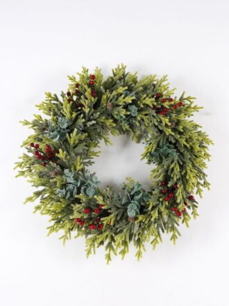 Artificial Plant 33*33cm Christmas leaf wreath GS-76024035 2025Feb 3,000+ sqm showroom with thousands of artificial flowers, plants & trees ready for global sourcing.