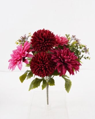 Artificial Flower 35*35*42cm Dahlia *9 bush GS-38024005-R1 2024Dec YeahFlower is one of Chinese leading OEM manufacturers and exporters , supplying the silk flowers, wholesale artificial trees