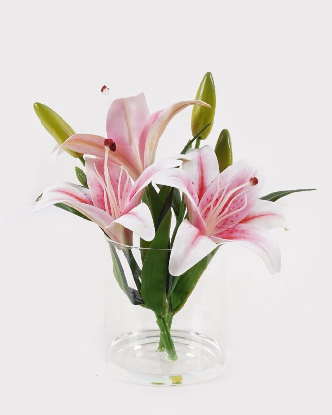 Artificial Flower 18*18*24cm Greenish lily flower in Glass ware GS-06925022 2025JUL YeahFlower is one of Chinese leading OEM manufacturers and exporters , supplying the silk flowers, wholesale artificial trees