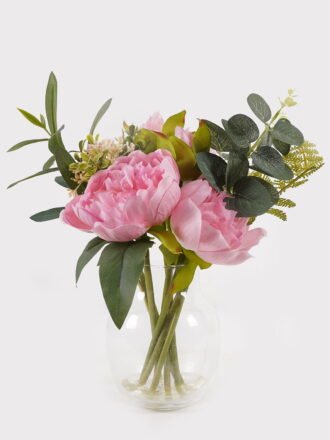 Artificial Flower 19*19*24cm Peony in  Glass ware GS-06925011 2025JUL 3,000+ sqm showroom with thousands of artificial flowers, plants & trees ready for global sourcing.