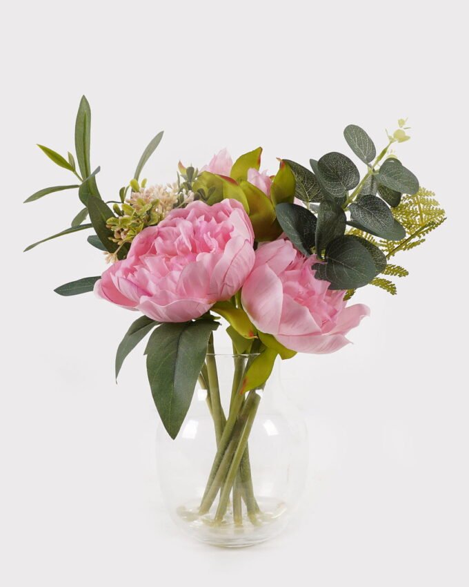 Artificial Flower 20*20*27cm Peony in  Glass ware GS-06925012 2025JUL YeahFlower is one of Chinese leading OEM manufacturers and exporters , supplying the silk flowers, wholesale artificial trees