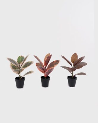 Artificial Table Plants 22*22*35cm Mini rubber tree in PP Pot/7 lvs GS-72825001