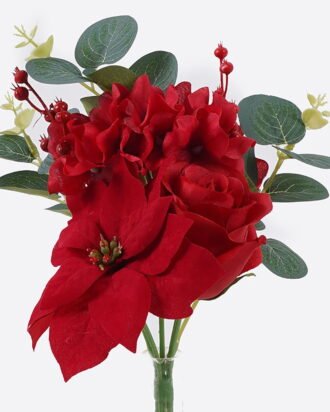Artificial Flower 17*17*27cm Christmas flower Rose *6 bush GS-16825027 2025SEP YeahFlower is one of Chinese leading OEM manufacturers and exporters , supplying the silk flowers, wholesale artificial trees