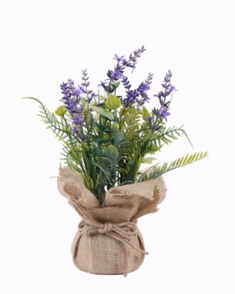 Artificial Flower 23*22*29cm Lavender in burlap wrap GS-73424002R 2026Jan YeahFlower is one of Chinese leading OEM manufacturers and exporters , supplying the silk flowers, wholesale artificial trees