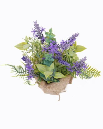 Artificial Flower 23*22*29cm Lavender in burlap wrap GS-73424002R 2026Jan YeahFlower is one of Chinese leading OEM manufacturers and exporters , supplying the silk flowers, wholesale artificial trees