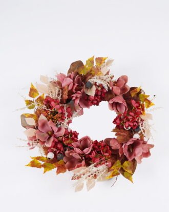 Artificial Plant 60*60*60cm Magnolia Hydrangea wreath GS-27925038 2025Nov YeahFlower is one of Chinese leading OEM manufacturers and exporters , supplying the silk flowers, wholesale artificial trees