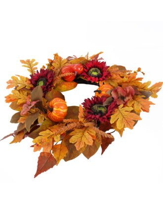 Artificial Plant 67*67*67cm Sunflower pumpkin wreath GS-27925031 2025Nov YeahFlower is one of Chinese leading OEM manufacturers and exporters , supplying the silk flowers, wholesale artificial trees
