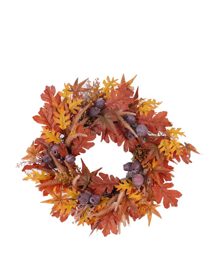 Artificial Plant 57*57*60cm maple leaf Fruit wreath GS-27925034 2025Nov YeahFlower is one of Chinese leading OEM manufacturers and exporters , supplying the silk flowers, wholesale artificial trees