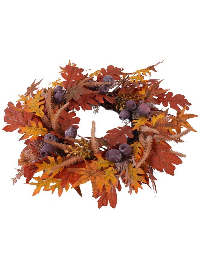 Artificial Plant 57*57*60cm maple leaf Fruit wreath GS-27925034 2025Nov YeahFlower is one of Chinese leading OEM manufacturers and exporters , supplying the silk flowers, wholesale artificial trees