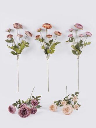Artificial Flower 13*13*62cm Autumn Ranunculus *5 singel stem GS-58823030C-O1 2026Apr 3,000+ sqm showroom with thousands of artificial flowers, plants & trees ready for global sourcing.
