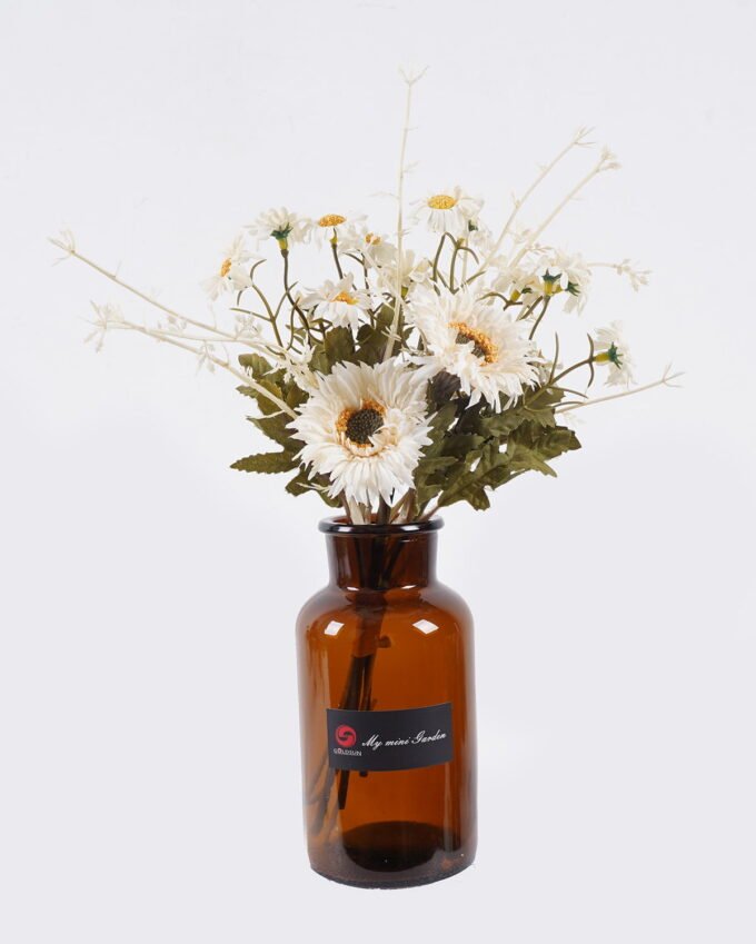 Artificial Flower 10*10*34cm Chrysanthemum in glass bottle GS-57925006 2026Apr YeahFlower is one of Chinese leading OEM manufacturers and exporters , supplying the silk flowers, wholesale artificial trees