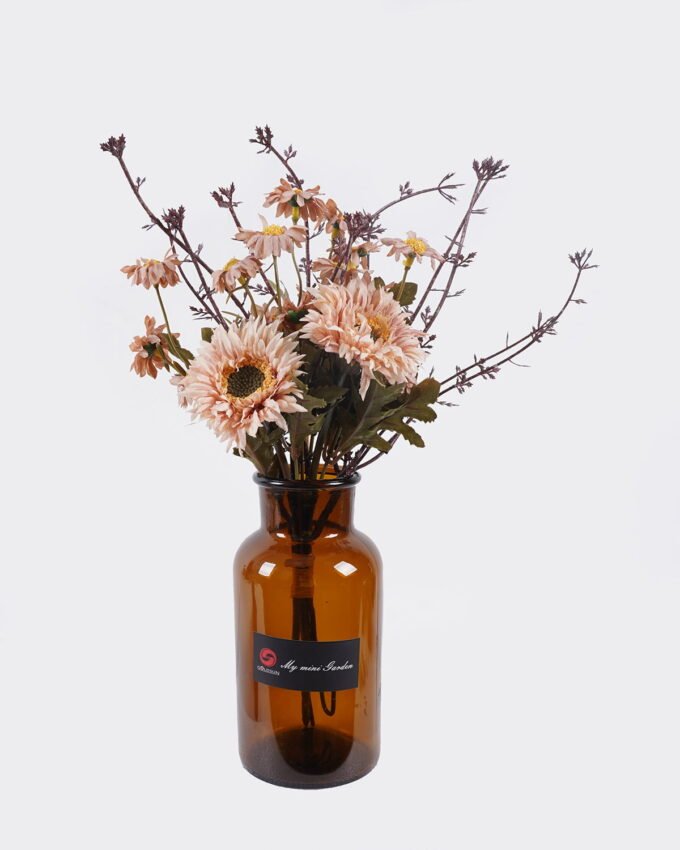 Artificial Flower 10*10*34cm Chrysanthemum in glass bottle GS-57925006 2026Apr YeahFlower is one of Chinese leading OEM manufacturers and exporters , supplying the silk flowers, wholesale artificial trees