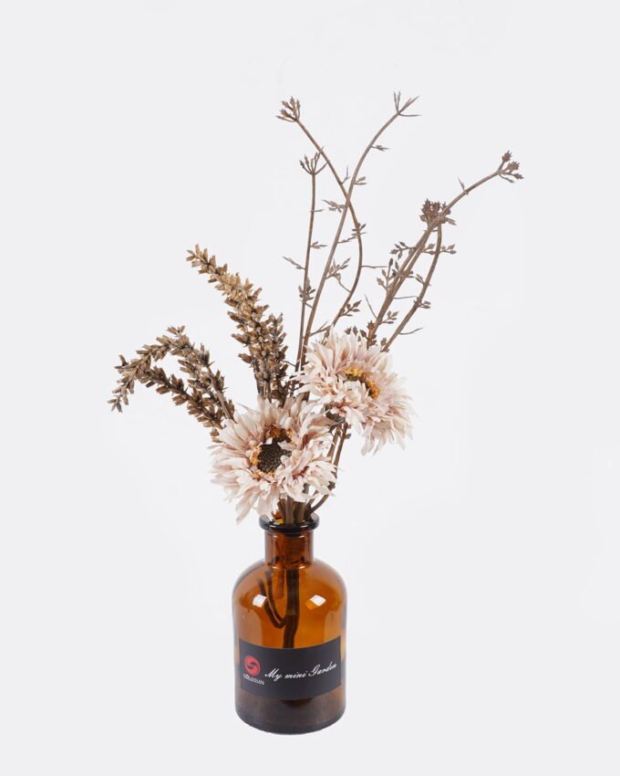 Artificial Flower 15*15*27cm Chrysanthemum in glass bottle GS-57925010 2026Apr YeahFlower is one of Chinese leading OEM manufacturers and exporters , supplying the silk flowers, wholesale artificial trees