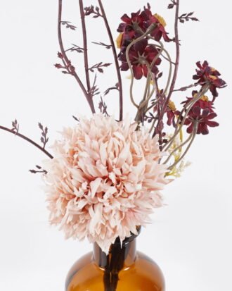 Artificial Flower 15*15*25cm Chrysanthemum in glass bottle GS-57925011-P2 2026Apr YeahFlower is one of Chinese leading OEM manufacturers and exporters , supplying the silk flowers, wholesale artificial trees