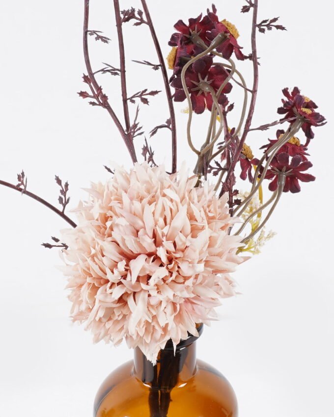 Artificial Flower 15*15*25cm Chrysanthemum in glass bottle GS-57925011-P2 2026Apr YeahFlower is one of Chinese leading OEM manufacturers and exporters , supplying the silk flowers, wholesale artificial trees