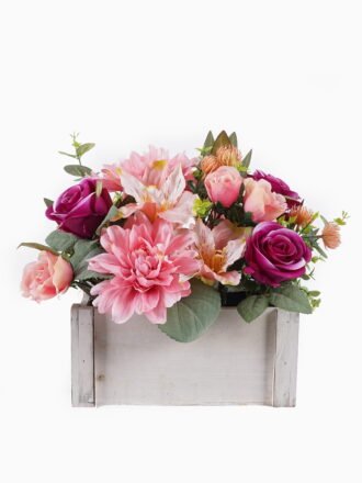 Artificial Flower 29*24*28cm Peony rose arrangement in wooden box GS-03325085 2026Mar 3,000+ sqm showroom with thousands of artificial flowers, plants & trees ready for global sourcing.