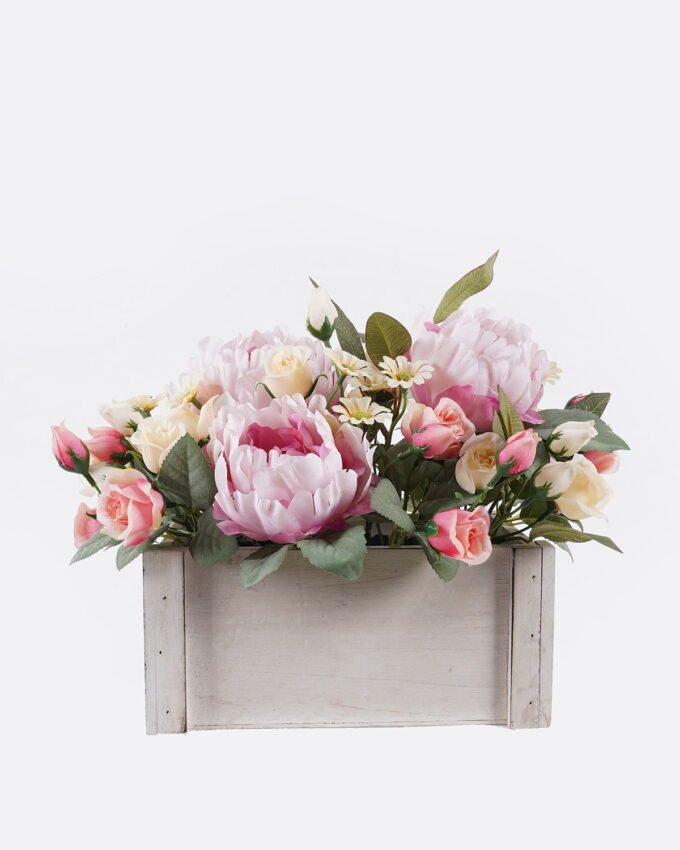 Artificial Flower 36*25*30cm Peony rose arrangement in wooden box GS-03325084 2026Mar YeahFlower is one of Chinese leading OEM manufacturers and exporters , supplying the silk flowers, wholesale artificial trees