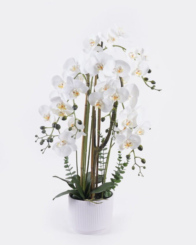 Artificial Flower 40*30*91cm Phalaenopsis *8 in PP pot GS-76325022 2026May 3,000+ sqm showroom with thousands of artificial flowers, plants & trees ready for global sourcing.