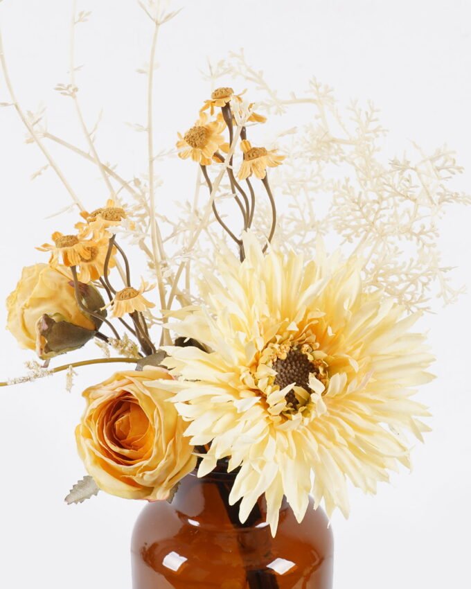 Artificial Flower 16*16*34cm Rose Chrysanthemum in glass bottle GS-57925008-Y1 2026Apr YeahFlower is one of Chinese leading OEM manufacturers and exporters , supplying the silk flowers, wholesale artificial trees