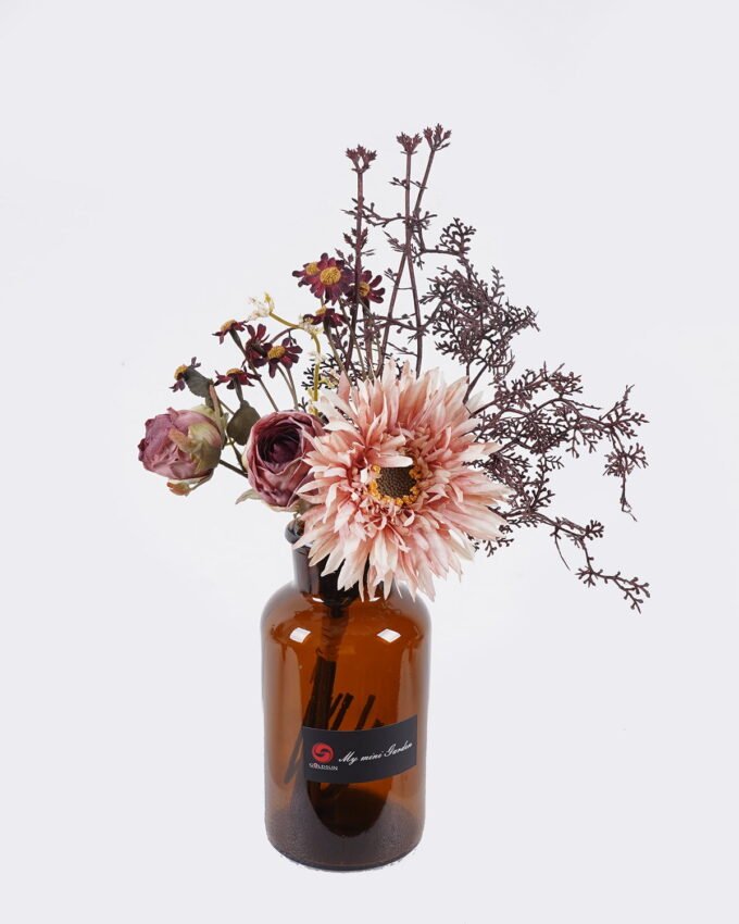 Artificial Flower 16*16*34cm Rose Chrysanthemum in glass bottle GS-57925008 2026Apr YeahFlower is one of Chinese leading OEM manufacturers and exporters , supplying the silk flowers, wholesale artificial trees