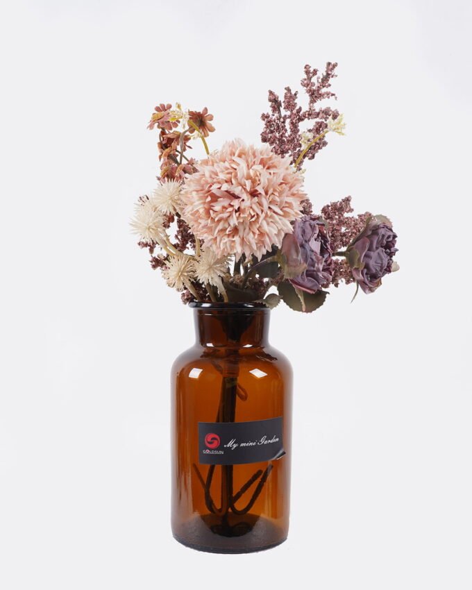 Artificial Flower 15*15*28cm Rose Chrysanthemum in glass bottle GS-57925009 2026Apr YeahFlower is one of Chinese leading OEM manufacturers and exporters , supplying the silk flowers, wholesale artificial trees