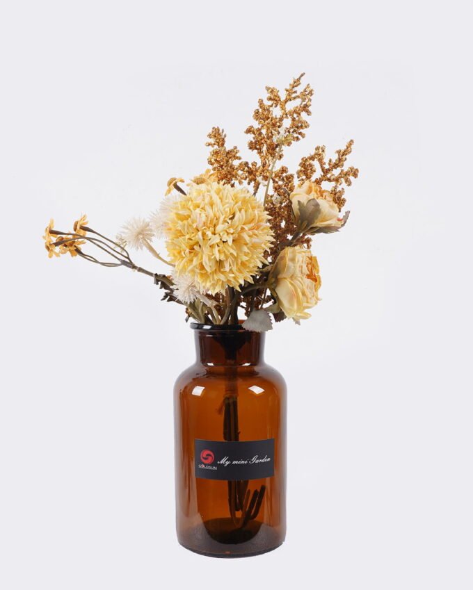 Artificial Flower 15*15*28cm Rose Chrysanthemum in glass bottle GS-57925009 2026Apr YeahFlower is one of Chinese leading OEM manufacturers and exporters , supplying the silk flowers, wholesale artificial trees