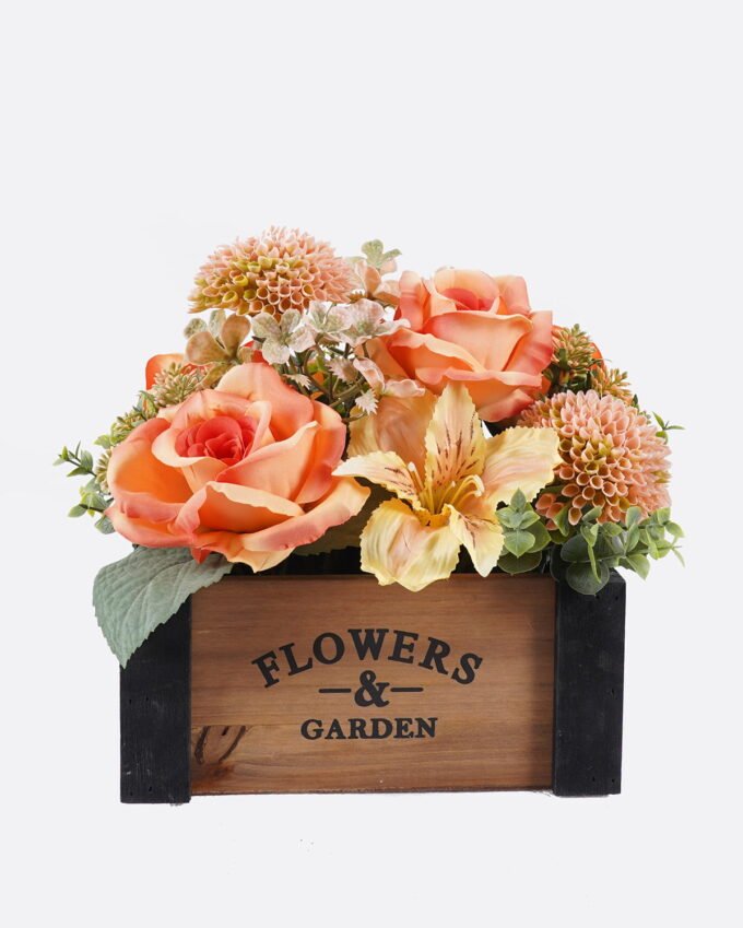 Artificial Flower Rose arrangement in wooden box GS-03325080_8 Artificial Flower 29*23*27cm Rose arrangement in wooden box GS-03325080 2026Mar YeahFlower is one of Chinese leading OEM manufacturers and exporters , supplying the silk flowers, wholesale artificial trees