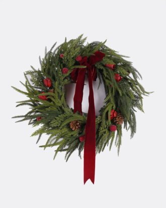 Artificial Plant 62*12*62cm Cypress Leaf Tulip Wreath GS-82825054 2026Feb YeahFlower is one of Chinese leading OEM manufacturers and exporters , supplying the silk flowers, wholesale artificial trees