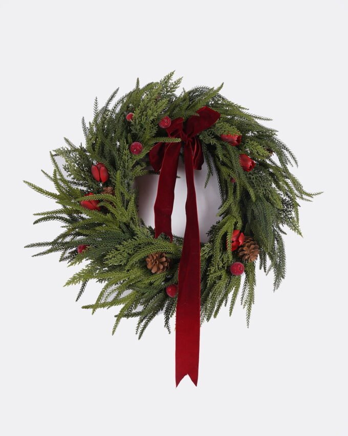 Artificial Plant 62*12*62cm Cypress Leaf Tulip Wreath GS-82825054 2026Feb YeahFlower is one of Chinese leading OEM manufacturers and exporters , supplying the silk flowers, wholesale artificial trees