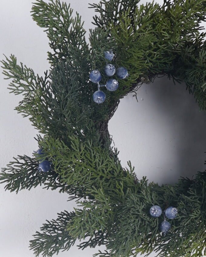 Artificial Plant 35*13*35cm Cypress blueberry wreath GS-82825069KIK 2026Feb YeahFlower is one of Chinese leading OEM manufacturers and exporters , supplying the silk flowers, wholesale artificial trees