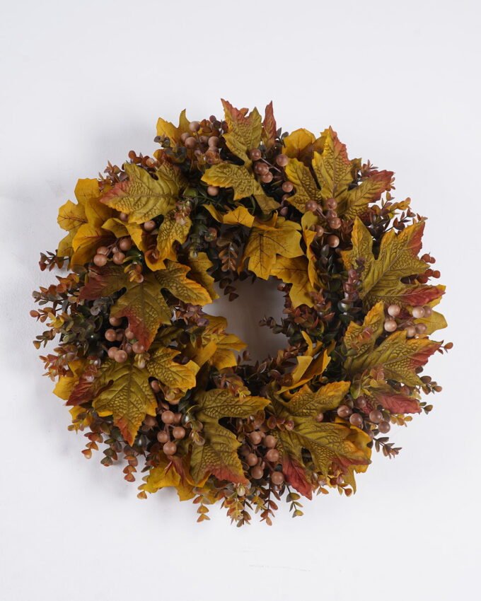 Artificial Plant 50*10*50cm Maple Leaf Wreath GS-17725104 2026Mar YeahFlower is one of Chinese leading OEM manufacturers and exporters , supplying the silk flowers, wholesale artificial trees