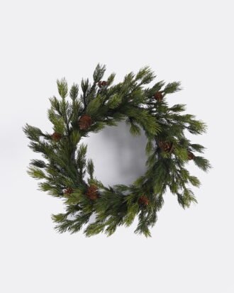 Artificial Plant 52*14*52cm Pine *5 Wreath GS-82825025 2026Feb YeahFlower is one of Chinese leading OEM manufacturers and exporters , supplying the silk flowers, wholesale artificial trees