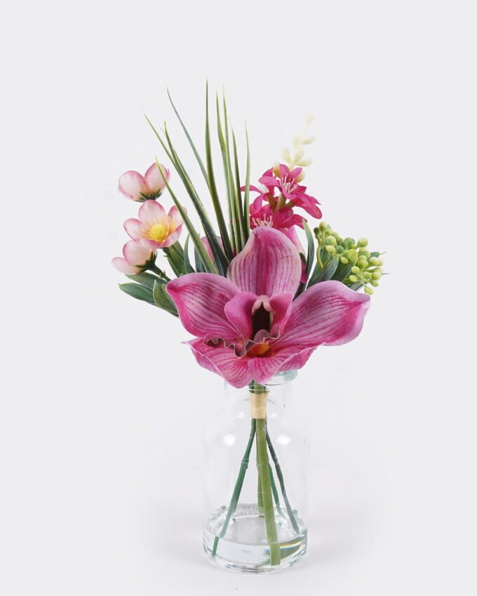 Artificial Flower 13*10*25cm Cymbidium  in glass ware GS-16826003-R1 2026Jul 3,000+ sqm showroom with thousands of artificial flowers, plants & trees ready for global sourcing.