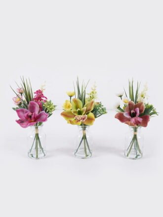 Artificial Flower 13*10*25cm Cymbidium  in glass ware GS-16826003-R1 2026Jul 3,000+ sqm showroom with thousands of artificial flowers, plants & trees ready for global sourcing.