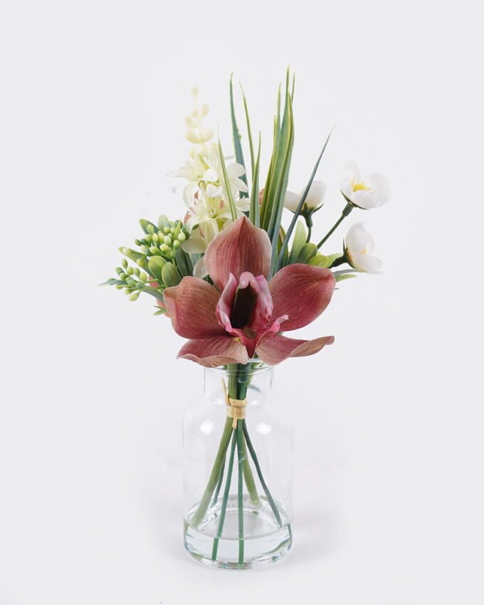 Artificial Flower 13*10*25cm Cymbidium  in glass ware GS-16826003 2026Jul 3,000+ sqm showroom with thousands of artificial flowers, plants & trees ready for global sourcing.