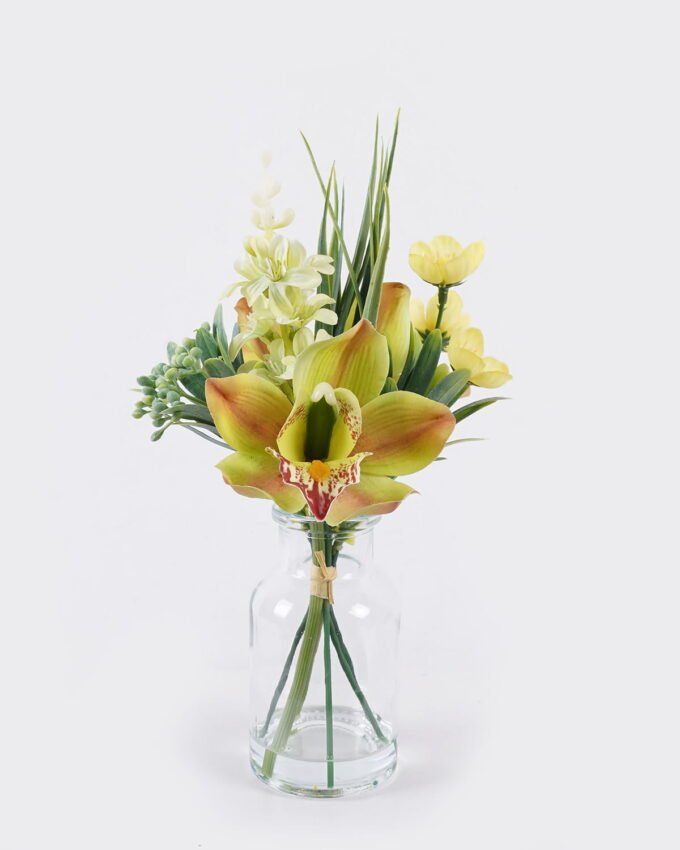 Artificial Flower 13*10*25cm Cymbidium  in glass ware GS-16826003 2026Jul 3,000+ sqm showroom with thousands of artificial flowers, plants & trees ready for global sourcing.