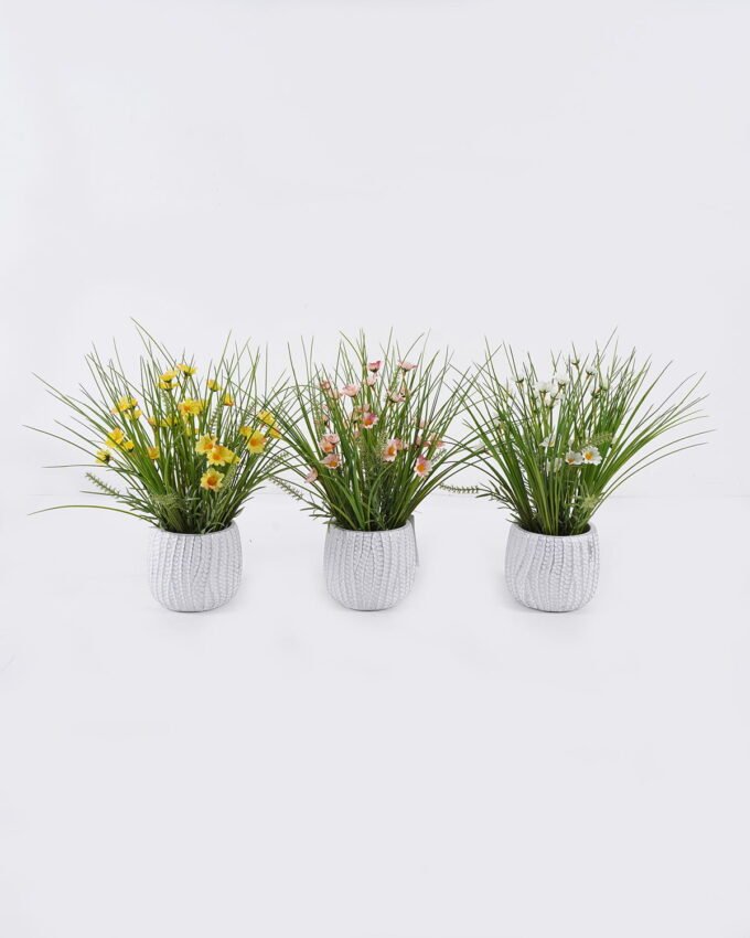 Artificial Flower 38*38*35cm Daisy grass in Cement pot GS-03326124 2026Jun 3,000+ sqm showroom with thousands of artificial flowers, plants & trees ready for global sourcing.