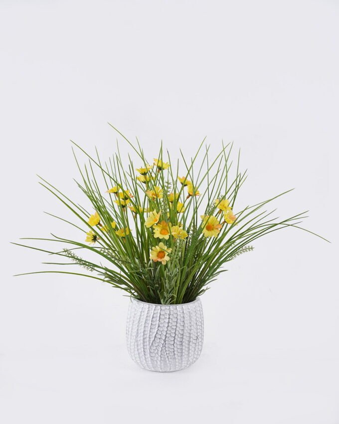 Artificial Flower Daisy grass in Cement pot GS-03326124_4 Artificial Flower 38*38*35cm Daisy grass in Cement pot GS-03326124 2026Jun 3,000+ sqm showroom with thousands of artificial flowers, plants & trees ready for global sourcing.