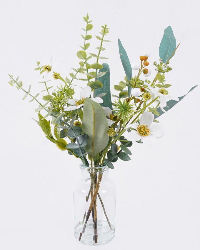 Artificial Flower 16*8*31cm Eucalyptus fruit in glass GS-77326004 2026Aug 3,000+ sqm showroom with thousands of artificial flowers, plants & trees ready for global sourcing.