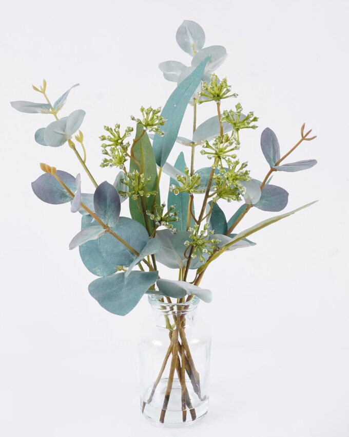 Artificial Flower 12*7*31cm Eucalyptus fruit in glass GS-77326005 2026Aug 3,000+ sqm showroom with thousands of artificial flowers, plants & trees ready for global sourcing.