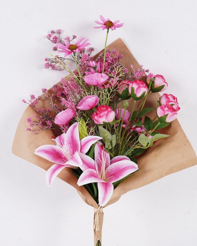 Artificial Flower 36*25*66cm Lily Rose mixed bundle/kraft paper GS-03325196-PW 2026Jun 3,000+ sqm showroom with thousands of artificial flowers, plants & trees ready for global sourcing.