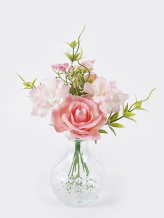 Artificial Flower 13*12*21cm Rose Hydrangea in glass ware GS-16826001 2026Jul 3,000+ sqm showroom with thousands of artificial flowers, plants & trees ready for global sourcing.