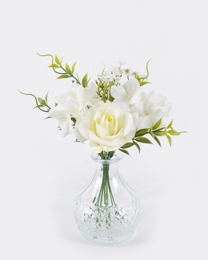 Artificial Flower 13*12*21cm Rose Hydrangea in glass ware GS-16826001 2026Jul 3,000+ sqm showroom with thousands of artificial flowers, plants & trees ready for global sourcing.