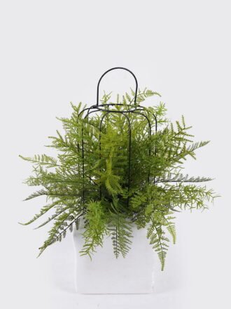 Artificial Fern Plant Mixed Fern Leaves with Birdcage LED Lamp Fixture (USB Powered) Potted Greenery GS-48126001 2026Aug 3,000+ sqm showroom with thousands of artificial flowers, plants & trees ready for global sourcing.