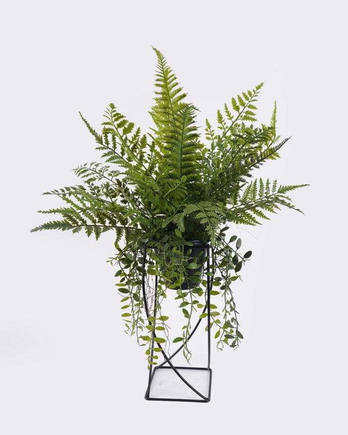Artificial Fern Plant Mixed Fern Leaves with Circular Iron Frame Potted Greenery GS-48126007-UV 2026Aug 3,000+ sqm showroom with thousands of artificial flowers, plants & trees ready for global sourcing.