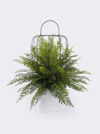 Artificial Fern Plant  Mixed Fern Leaves with Large Birdcage Lamp Fixture (USB) Potted Greenery GS-48126005 2026Aug 3,000+ sqm showroom with thousands of artificial flowers, plants & trees ready for global sourcing.