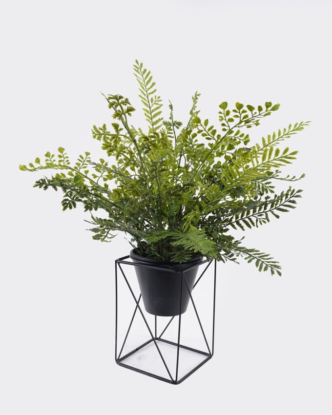 Artificial Fern Plant  Mixed Fern Leaves with Square Iron Frame Potted Greenery GS-48126010-UV 2026Aug 3,000+ sqm showroom with thousands of artificial flowers, plants & trees ready for global sourcing.