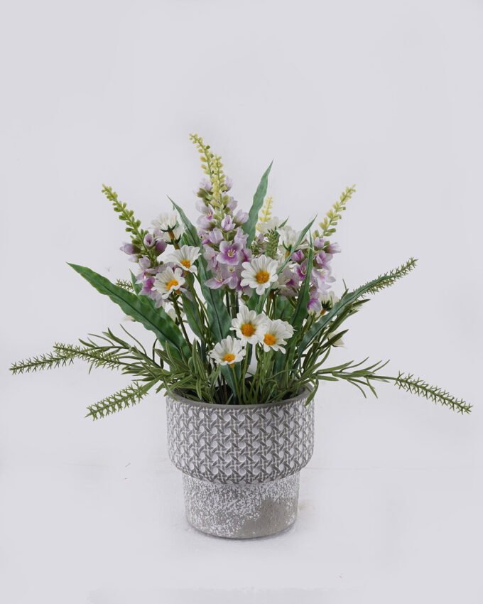 Artificial Table Plants Lavender Daisy in Cement pot GS-03326116_4 Artificial Table Plants 27*27*32cm Lavender Daisy in Cement pot GS-03326116 2026Jun 3,000+ sqm showroom with thousands of artificial flowers, plants & trees ready for global sourcing.
